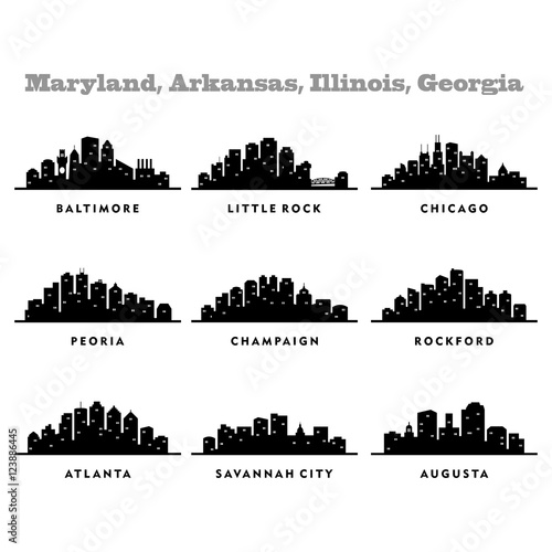 Skyline Arkansas, Illinois, Georgia, Maryland, City - Silhouette