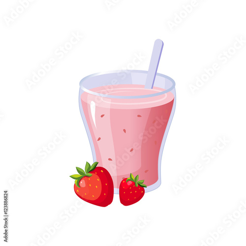 Strawberry Smoothie Breakfast Food Element Isolated Icon