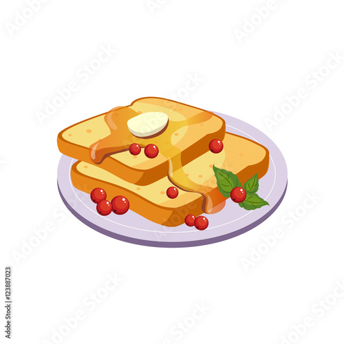 Toasts With Butter Breakfast Food Element Isolated Icon