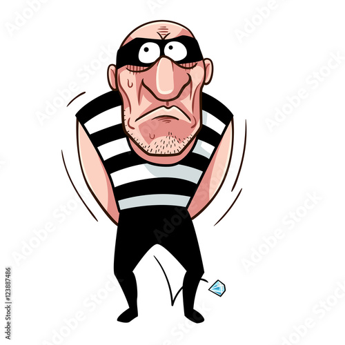 Thief is hide something at his back