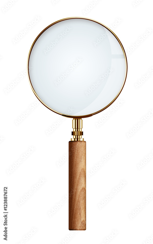 Golden Magnifying glass isolated on white background Golden Magnifying glass isolated on white background