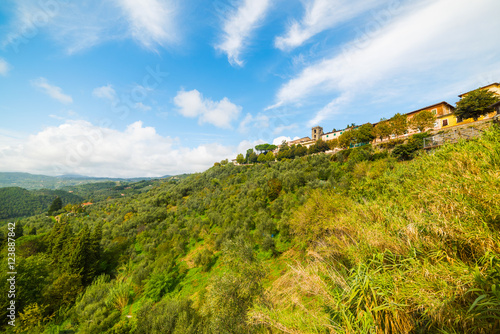 Montecatini under a blue sky with clouds