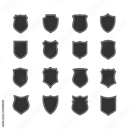 Shield vector silhouettes for labels and emblems, security badges