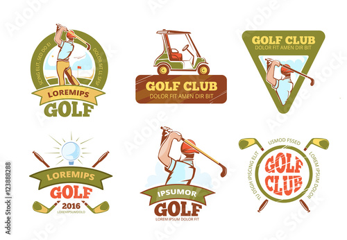 Golf sports club, tournament vector color labels, emblems, badges and logos