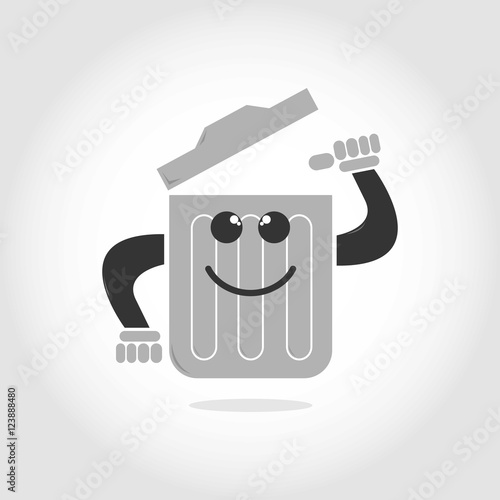 Do Not Litter or Garbage Can Cartoon Illustration