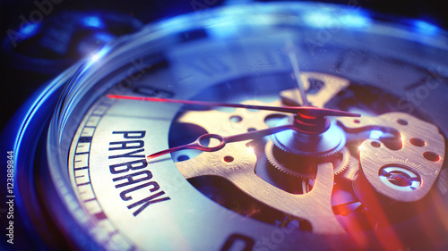 Payback - Text on Pocket Watch. 3D Illustration.