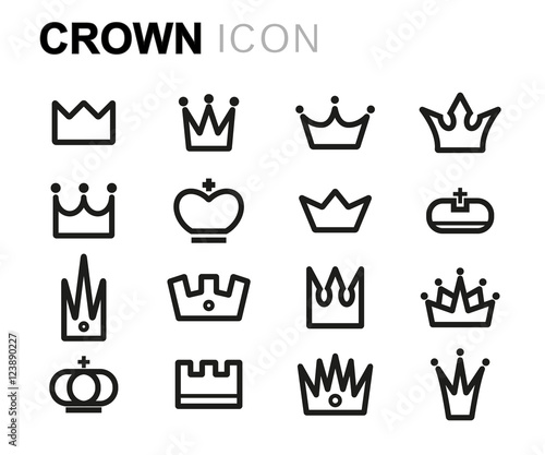 Vector black line crown icons set