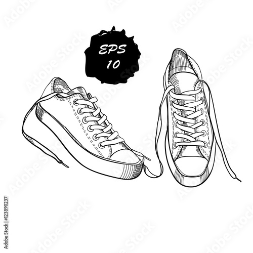  illustration of hand drawn graphic sport shoes for them on whit