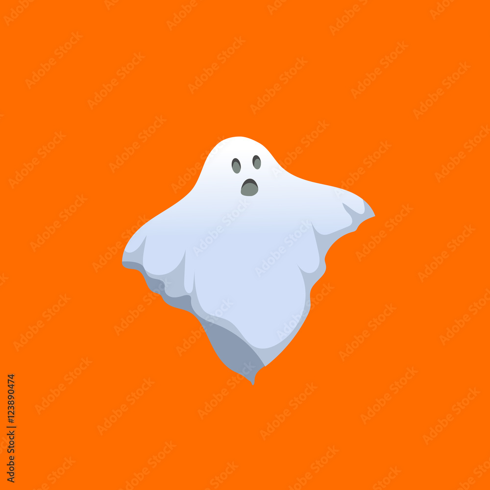 Cartoon scary ghost icon. Halloween simple gradient character isolated on  orange background. Vector illustration. Stock Vector | Adobe Stock