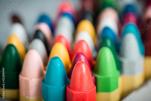 Rainbow of pencil crayons - macro