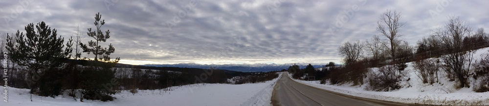 Winter road panorama