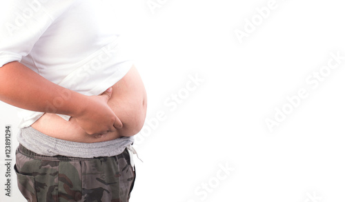 Fat man isolated on white background..