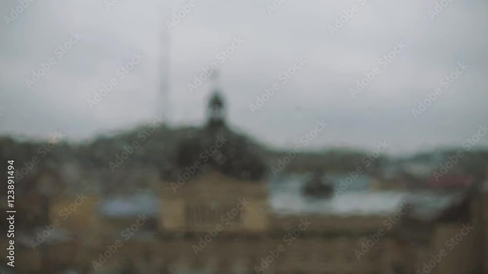 Rain in City Lviv, Ukraine. Central part of old city. Opera Rain in City Lviv, Ukraine. Central part of old city. Opera