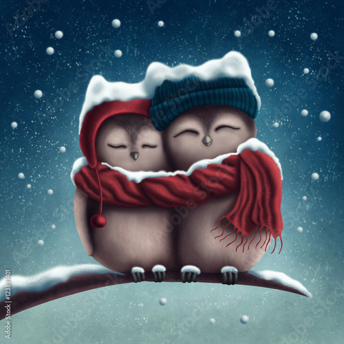 Fototapeta Little snow owls