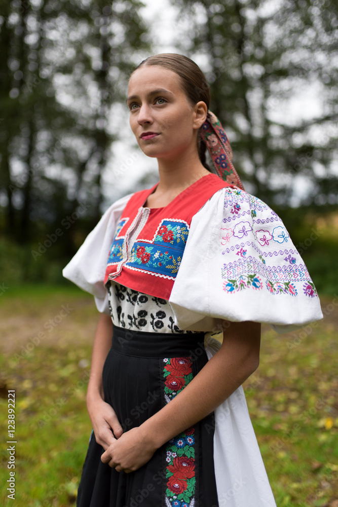 Young woman in slovakian clothes Young woman in slovakian clothes
