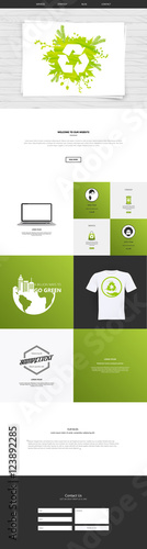 One page website template. Mobile friendly Vector website. Smartphone compatible web design. photo