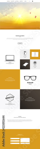 One page website template. Mobile friendly Vector website. Smartphone compatible web design. photo