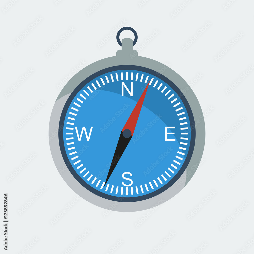 Flat design vector compass, simple icon Flat design vector compass, simple icon