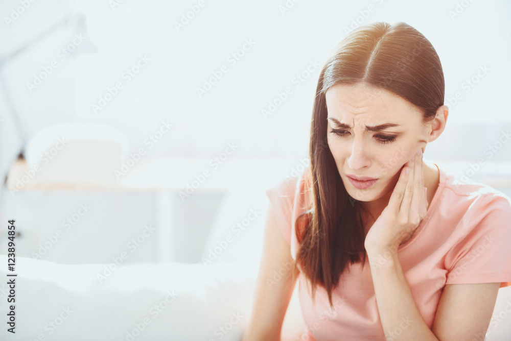 Close up of pretty disappointed woman which having toothache. Close up of pretty disappointed woman which having toothache.