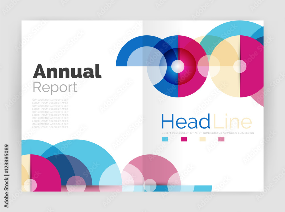 Fototapeta premium Transparent circle composition on business annual report flyer