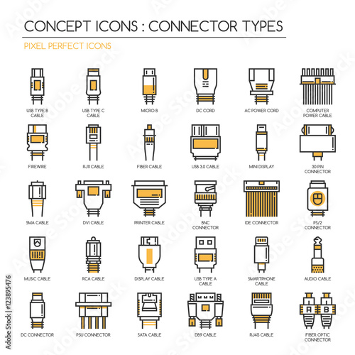 Connector Types , Thin Line and Pixel Perfect Icons