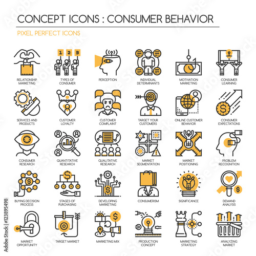Consumer behavior , Thin Line and Pixel Perfect Icons