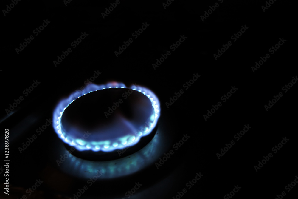 Burning gas burner in the darkness Burning gas burner in the darkness