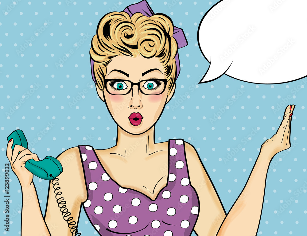 Pop art woman . Comic woman with speech bubble Pop art woman . Comic woman with speech bubble