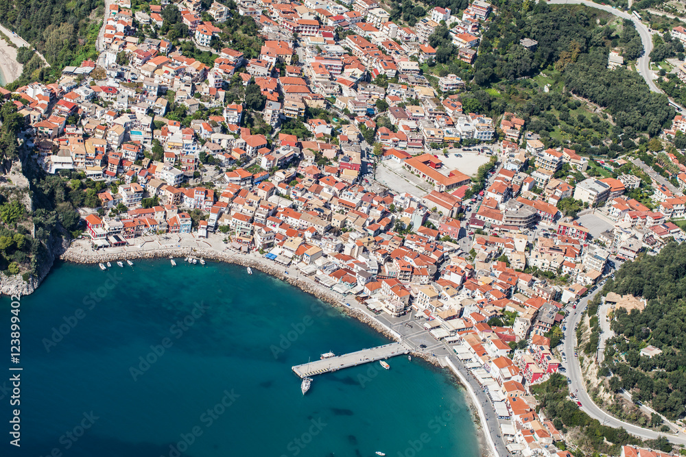 aerial view of the Greece coast line