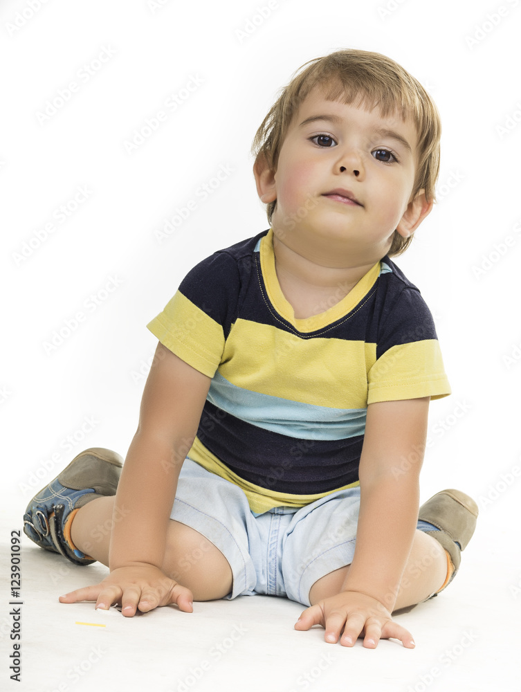 Two years boy sitting still on the floor Two years boy sitting still on the floor