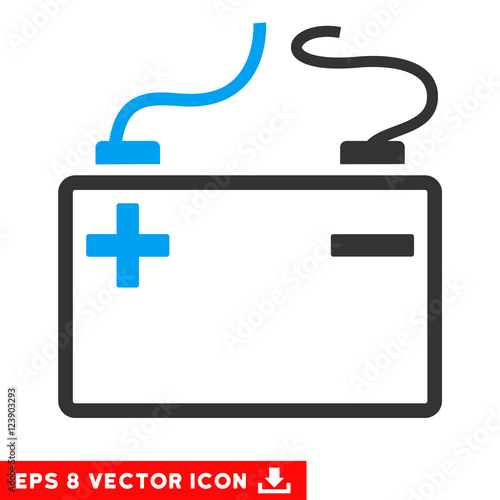 Accumulator EPS vector pictogram. Illustration style is flat iconic bicolor blue and gray symbol on white background.