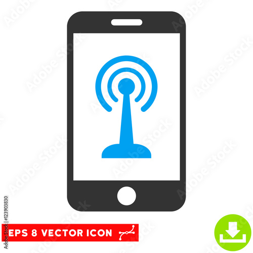 Radio Control Smartphone EPS vector pictogram. Illustration style is flat iconic bicolor blue and gray symbol on white background.