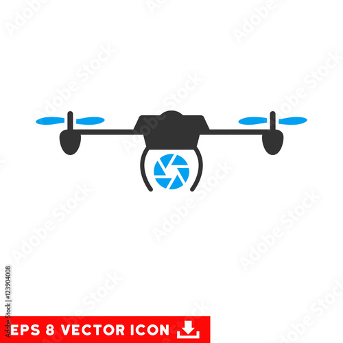 Shutter Spy Airdrone EPS vector pictograph. Illustration style is flat iconic bicolor blue and gray symbol on white background.