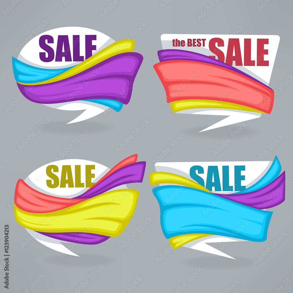 super sale, vector collection of bright discount bubble tags, ba