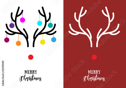 Christmas cards with antlers, vector