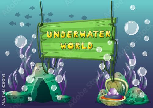 cartoon vector underwater objects with separated layers for game art and animation game design asset in 2d graphic