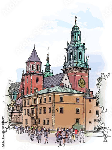 Krakow. Poland. The Wawel Cathedral, Katedra Wawelska in Polish, was the coronation site of Polish monarchs and remains Poland's most important national sanctuary.