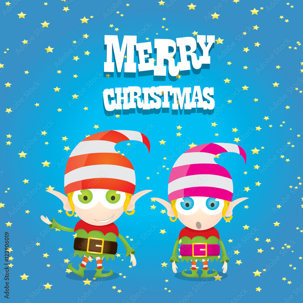 vector cartoon cute happy Christmas elf