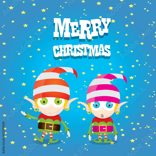 vector cartoon cute happy Christmas elf