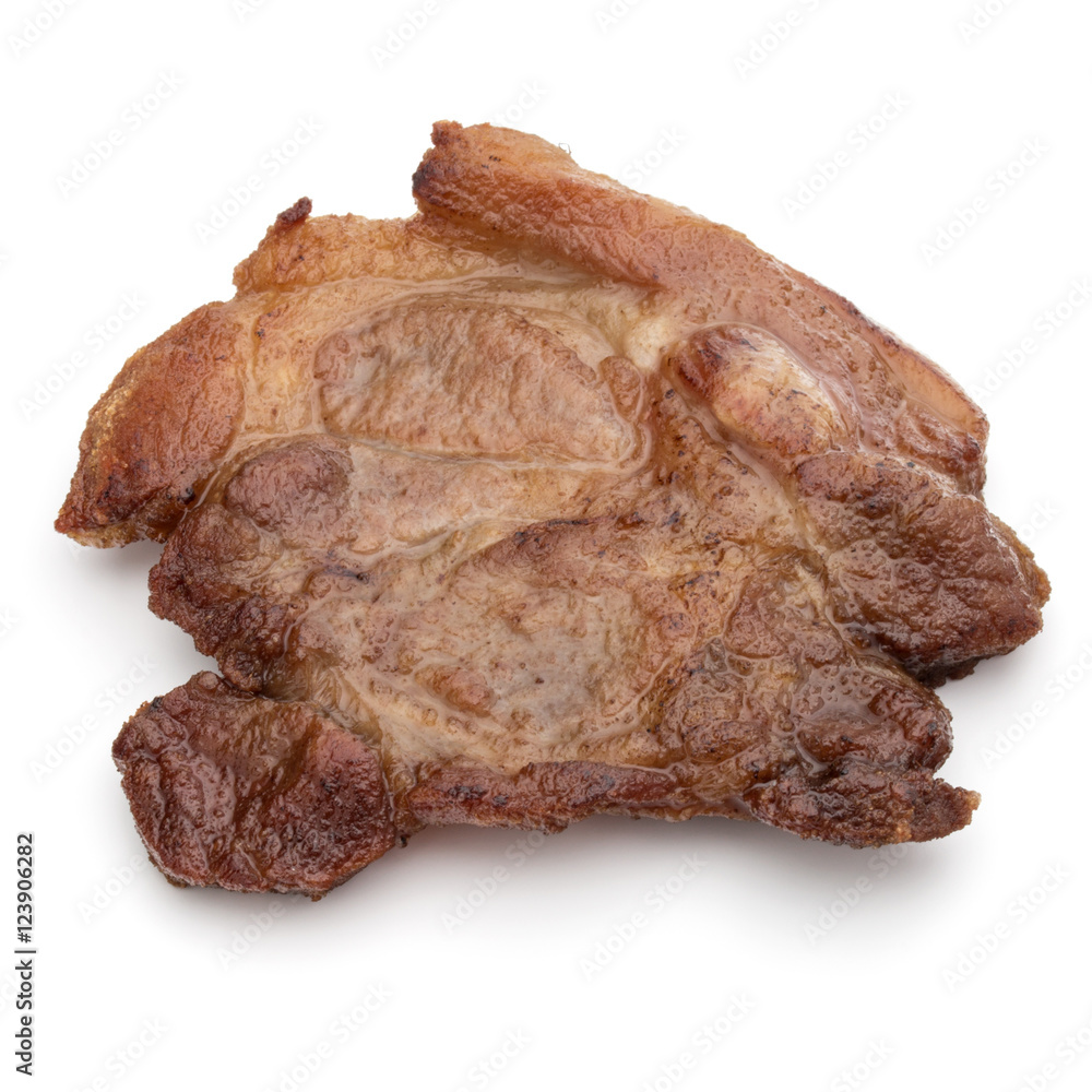 Cooked fried pork meat isolated on white background cutout Cooked fried pork meat isolated on white background cutout