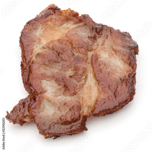Cooked fried pork meat isolated on white background cutout
