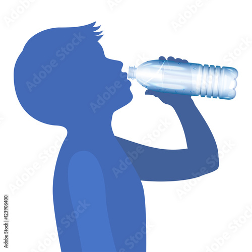 Boy drink water. Concept of healthy lifestyle. Vector 