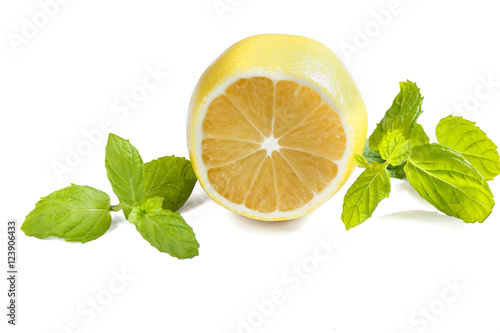 Slices of fresh lemon isolated on white background