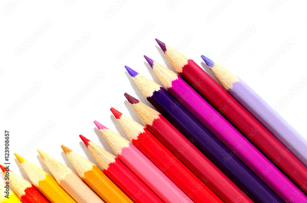 Fototapeta premium Color pencils on white background