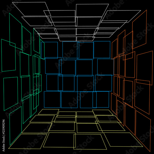 Abstract broken 3d open box...