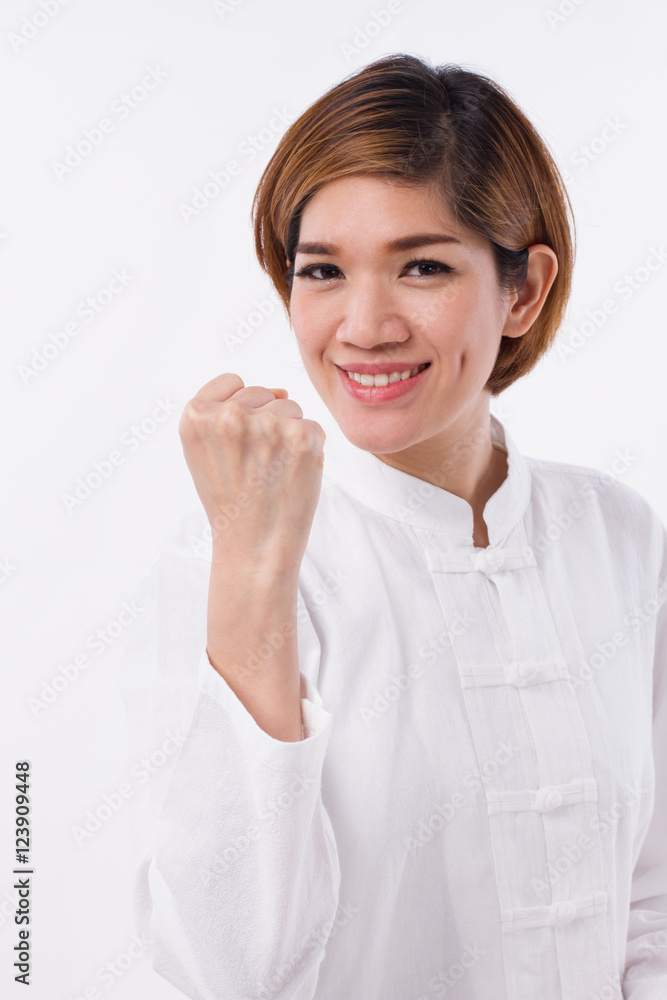 happy, strong, confident kungfu woman, self defense happy, strong, confident kungfu woman, self defense