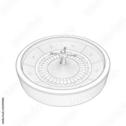 Casino roulette wheel. Vector outline illustration.