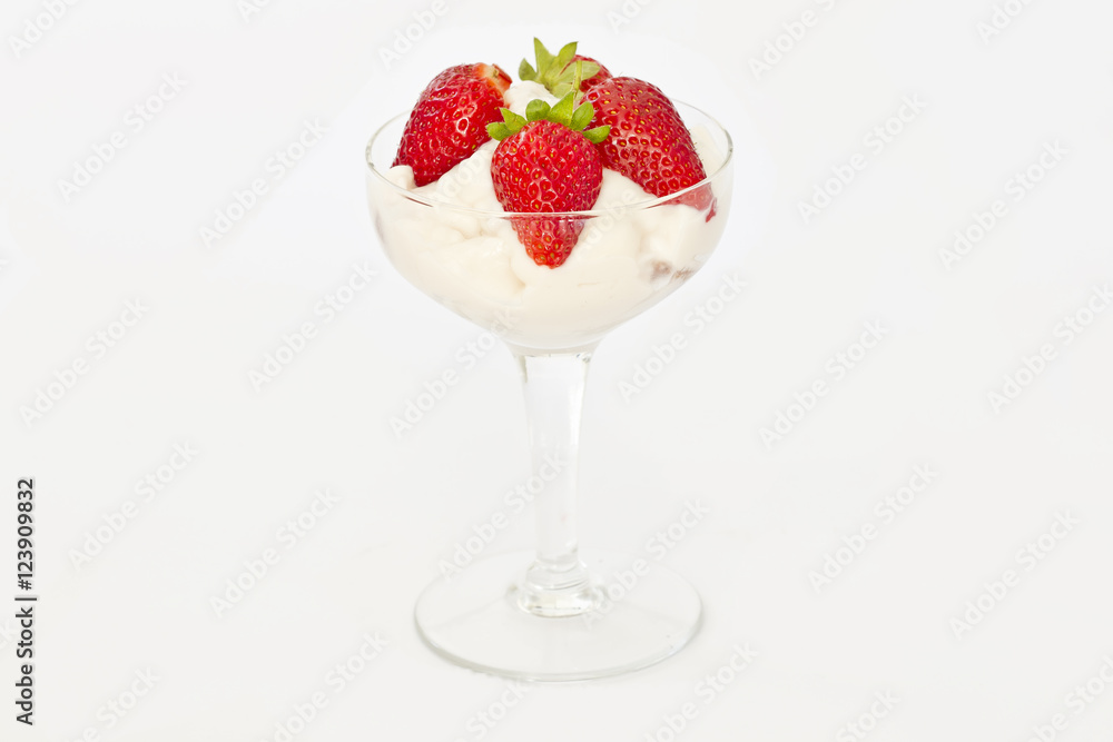 Glass of yoghurt and strawberries Glass of yoghurt and strawberries