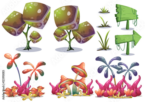 cartoon vector nature landscape object with separated layers for game art and animation game design asset in 2d graphic