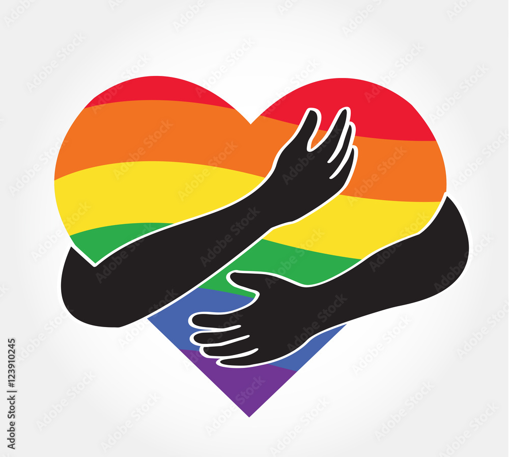 hugging heart vector , Hug yourself , Love yourself LGBT hugging heart vector , Hug yourself , Love yourself LGBT